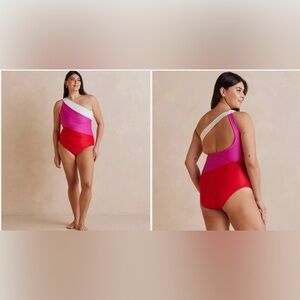 Summersalt Pink and Red One Shoulder One Piece